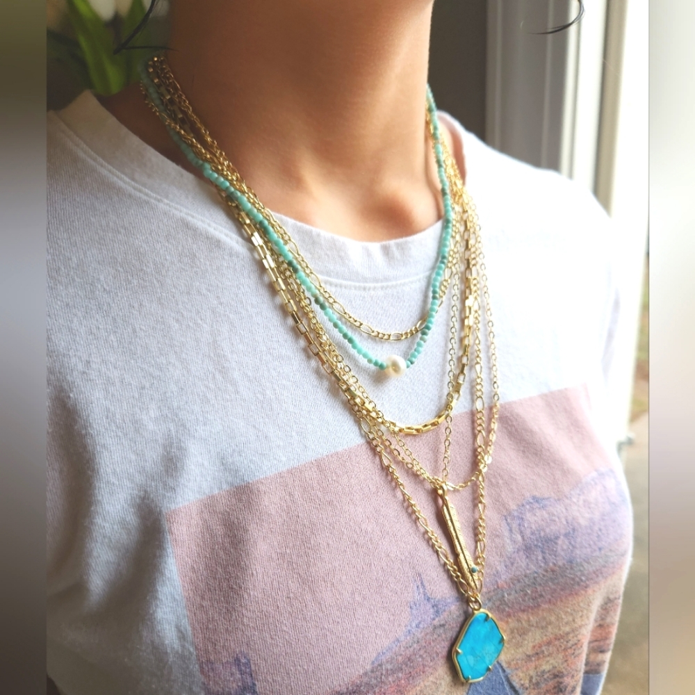 Lucky Brand multi layer necklace Turquoise stone